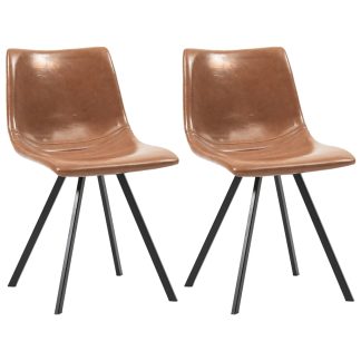 Spisebordsstole 2 stk. kunstlæder skinnende brun