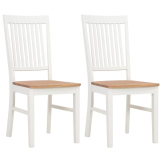 Spisebordsstole 2 stk. massivt egetræ hvid
