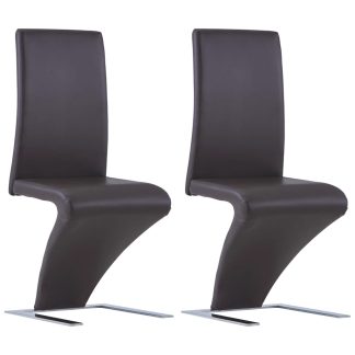 Spisebordsstole 2 stk. med zigzagform kunstlæder brun