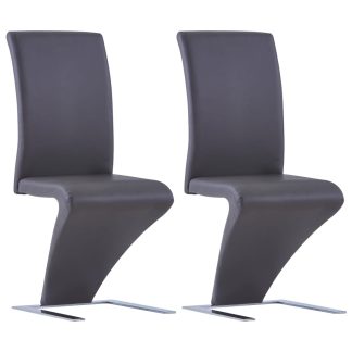 Spisebordsstole 2 stk. med zigzagform kunstlæder grå