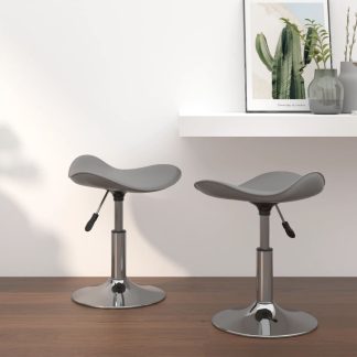 Spisebordsstole 2 stk. stål og kunstlæder krom og grå