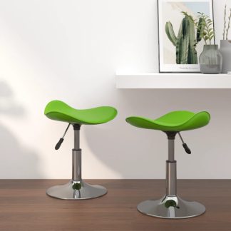 Spisebordsstole 2 stk. stål og kunstlæder krom og grøn
