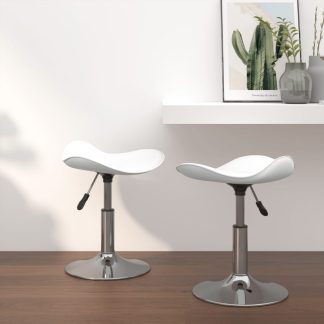 Spisebordsstole 2 stk. stål og kunstlæder krom og hvid