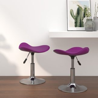 Spisebordsstole 2 stk. stål og kunstlæder krom og lilla