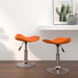 Spisebordsstole 2 stk. stål og kunstlæder krom og orange