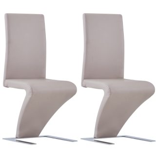 Spisebordsstole 2 stk. zigzagform kunstlæder cappuccinofarvet