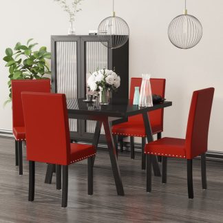 Spisebordsstole 4 stk. PVC vinrød
