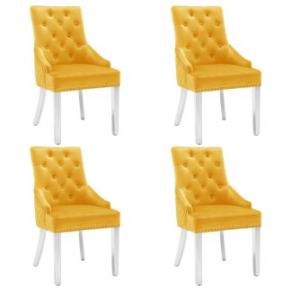 Spisebordsstole 4 stk. fløjl gul