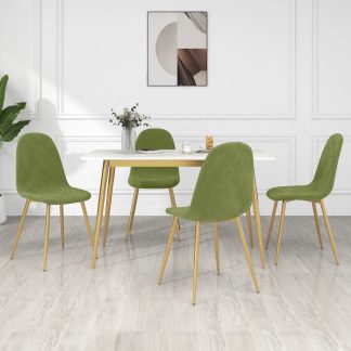 Spisebordsstole 4 stk. fløjl lysegrøn