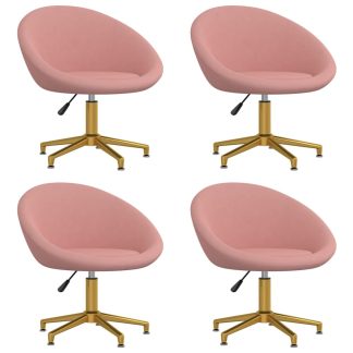 Spisebordsstole 4 stk. fløjl lyserød