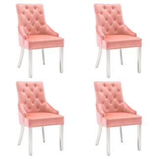 Spisebordsstole 4 stk. fløjl pink