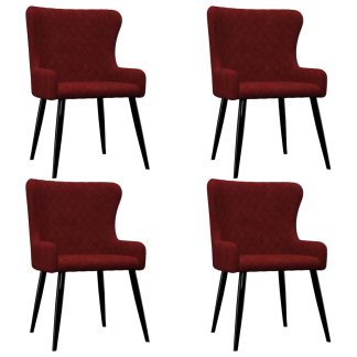 Spisebordsstole 4 stk. fløjl rød