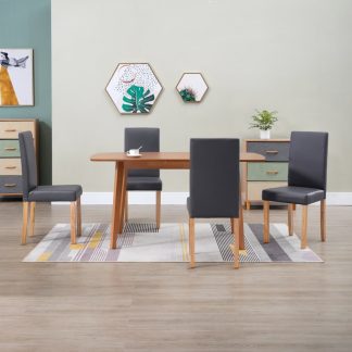 Spisebordsstole 4 stk. grå kunstlæder