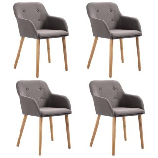 Spisebordsstole 4 stk. gråbrunt stof massivt egetræ
