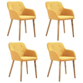 Spisebordsstole 4 stk. gult stof massivt egetræ