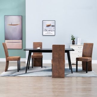 Spisebordsstole 4 stk. imiteret ruskind brun