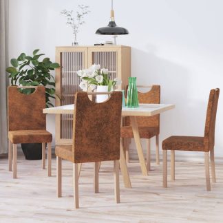Spisebordsstole 4 stk. imiteret ruskind brun