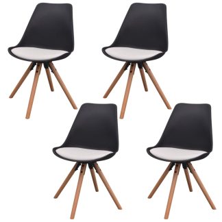 Spisebordsstole 4 stk. kunstlæder sort og hvid