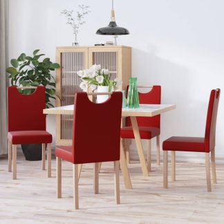 Spisebordsstole 4 stk. kunstlæder vinrød