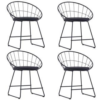 Spisebordsstole 4 stk. med sæder i kunstlæder stål sort