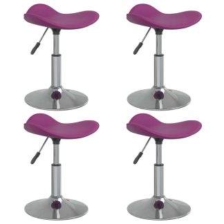 Spisebordsstole 4 stk. stål og kunstlæder krom og lilla