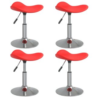 Spisebordsstole 4 stk. stål og kunstlæder krom og rød
