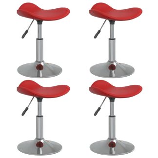 Spisebordsstole 4 stk. stål og kunstlæder krom og vinrød