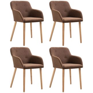 Spisebordsstole 4 stk. stof og massivt egetræ brun