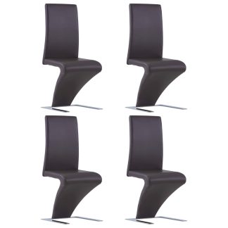 Spisebordsstole 4 stk. zigzagform kunstlæder brun