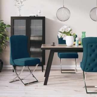 Spisebordsstole 6 stk. 53x52x98 cm fløjl rustfrit stål blå