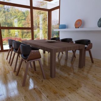 Spisebordsstole 6 stk. bøjet træ og kunstlæder