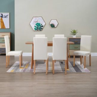 Spisebordsstole 6 stk. cremefarvet kunstlæder