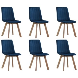 Spisebordsstole 6 stk. fløjl blå