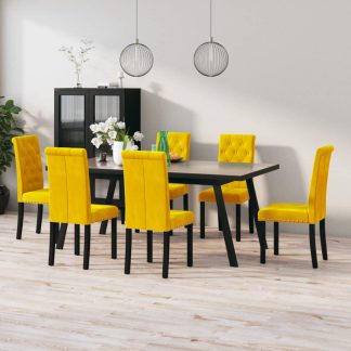 Spisebordsstole 6 stk. fløjl gul