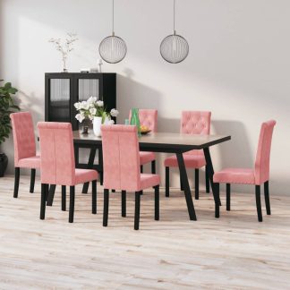 Spisebordsstole 6 stk. fløjl lyserød