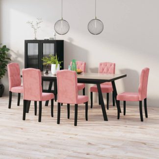 Spisebordsstole 6 stk. fløjl pink