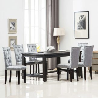 Spisebordsstole 6 stk. fløjl sølvfarvet