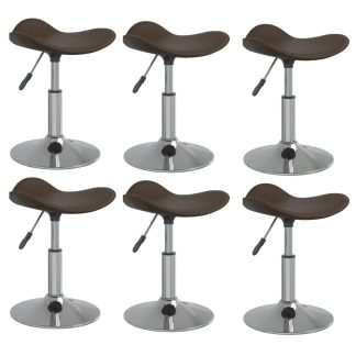 Spisebordsstole 6 stk. forkromet stål og kunstlæder brun