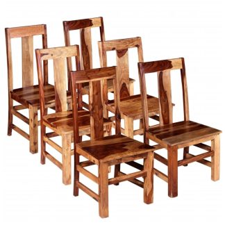 Spisebordsstole 6 stk. i massivt sheeshamtræ