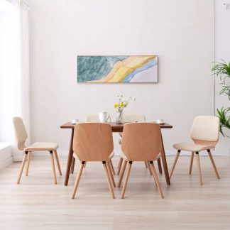Spisebordsstole 6 stk. kunstlæder cremefarvet