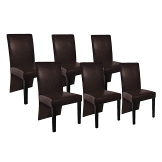 Spisebordsstole 6 stk. kunstlæder mørkebrun