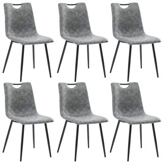 Spisebordsstole 6 stk. kunstlæder mørkegrå