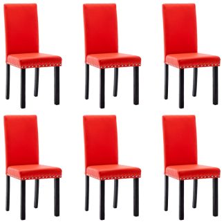 Spisebordsstole 6 stk. kunstlæder rød