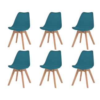 Spisebordsstole 6 stk. kunstlæder turkis