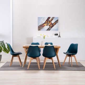 Spisebordsstole 6 stk. kunstlæder turkis og sort