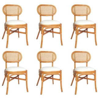 Spisebordsstole 6 stk. linned lysebrun