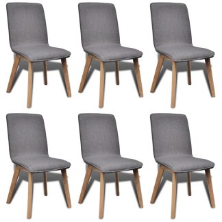 Spisebordsstole 6 stk. lysegråt stof massivt egetræ