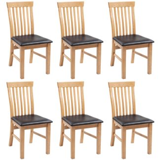 Spisebordsstole 6 stk. massivt egetræ og kunstlæder