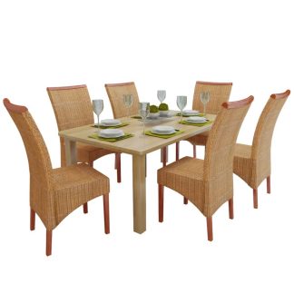 Spisebordsstole 6 stk. naturlig rattan brun