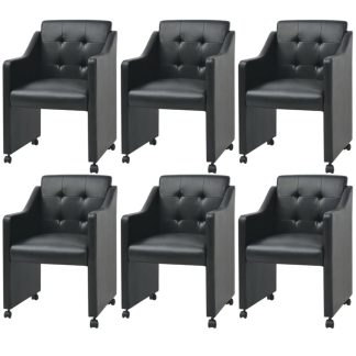 Spisebordsstole 6 stk. sort kunstlæder